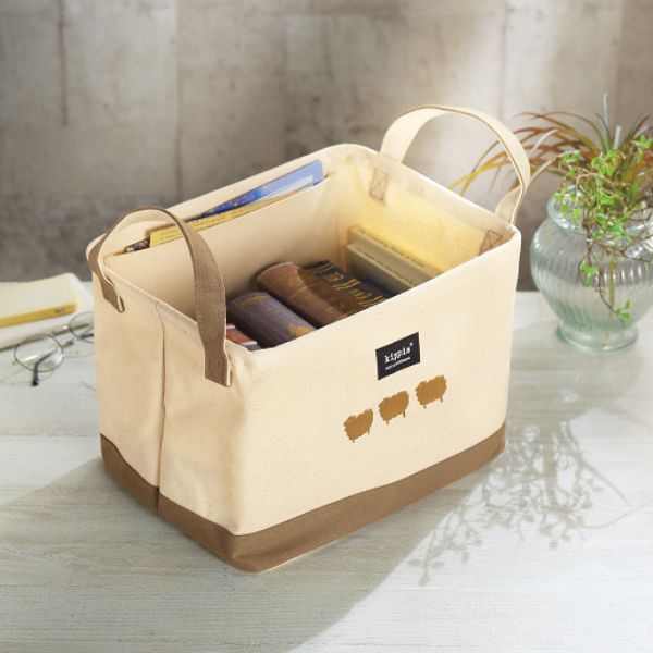 キッピス　キャンバス収納ボックス  ダークベージュ
