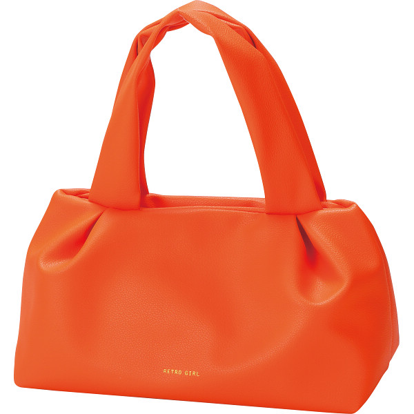レトロガール　タックデザインミニトートバッグ  オレンジ