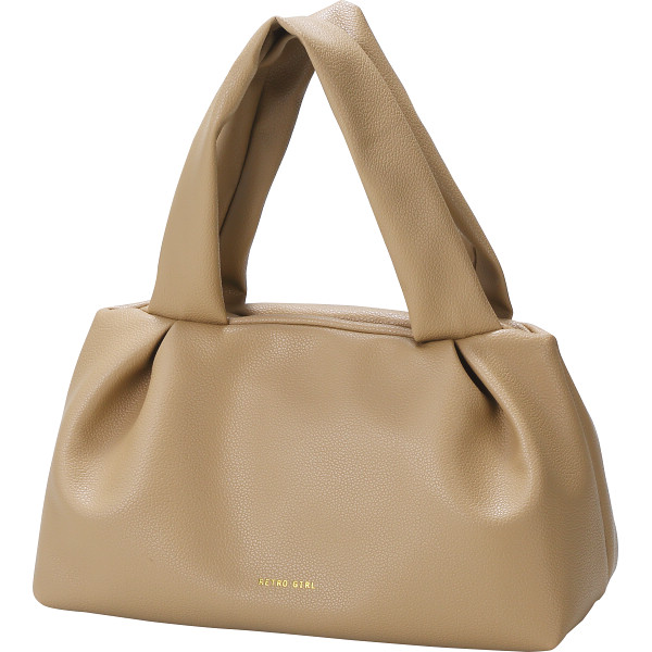 レトロガール　タックデザインミニトートバッグ  ベージュ