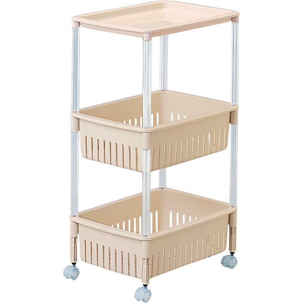 ルーチェ　キッチンワゴン３段  ベージュ