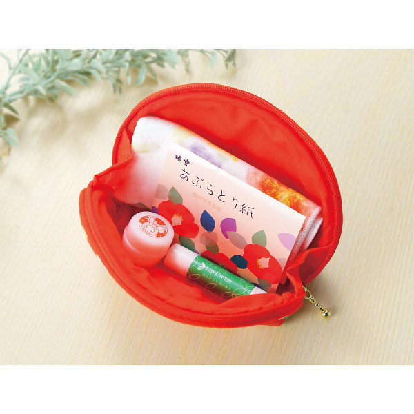 シェルポーチ椿とスキンケアセット