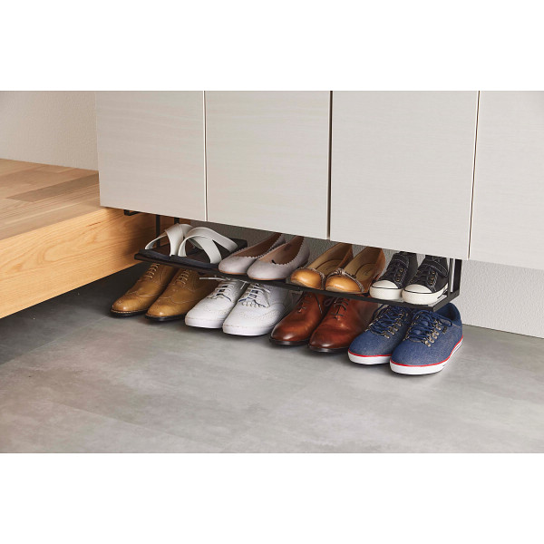 浮かせる伸縮シューズラック  ブラック