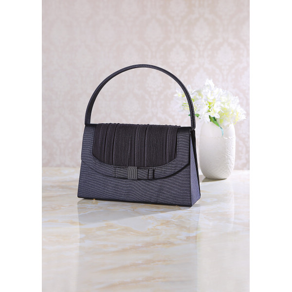リボン付ヘリンボーン調プリーツフォーマルバッグ