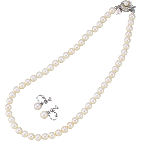 ジョルジュ・レッシュ　泉州の貝パールネックレス・イヤリングセット  ホワイト