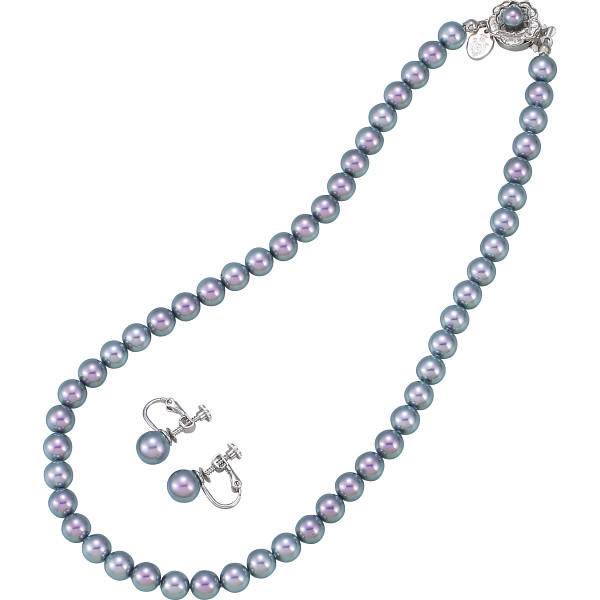 ジョルジュ・レッシュ　泉州の貝パールネックレス・イヤリングセット  グレー