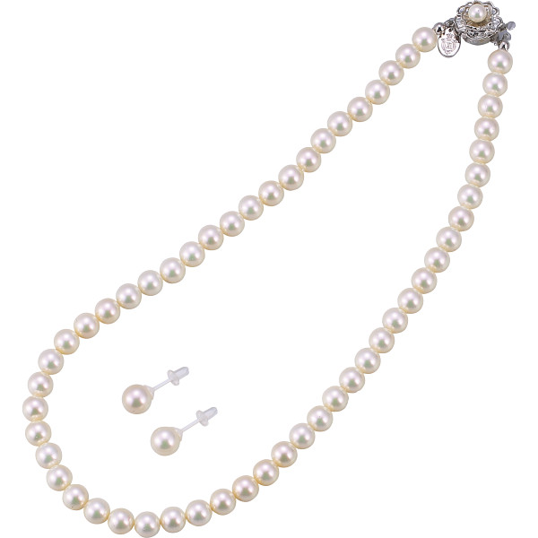 ジョルジュ・レッシュ　泉州の貝パールネックレス・ピアスセット  ホワイト