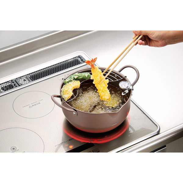 極み揚　温度計付深型揚げもの鍋（２２ｃｍ）