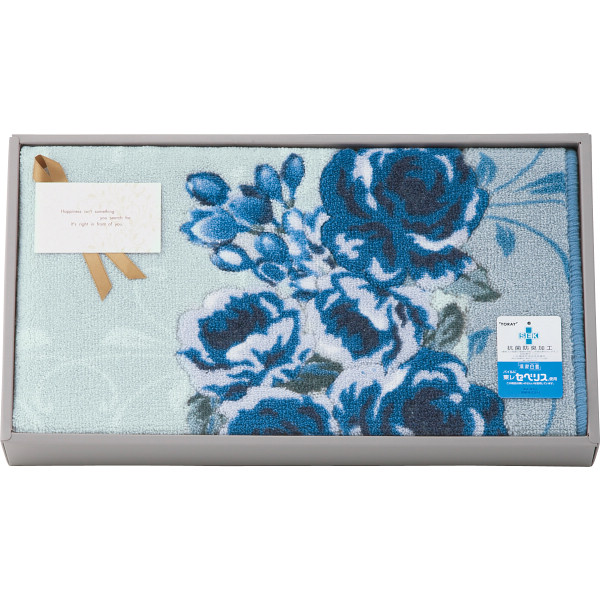 ローズ　大判バスマット  ブルー