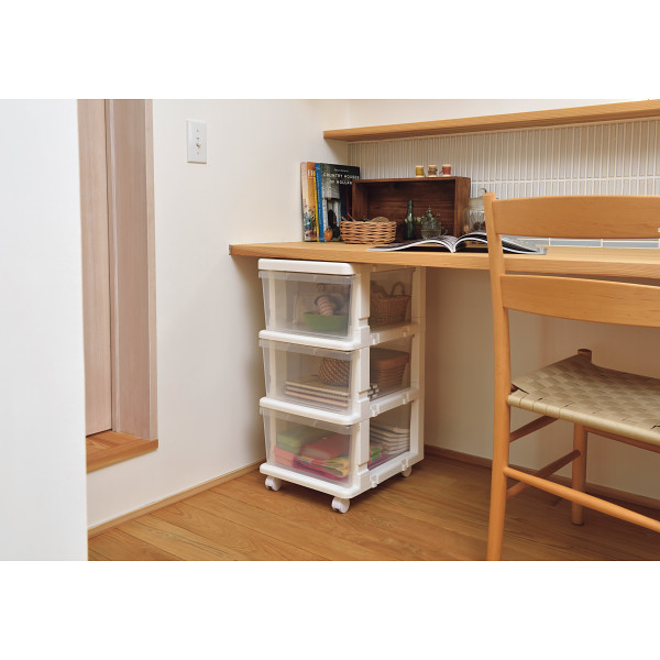 引出しユニット収納チェスト３段  クリア