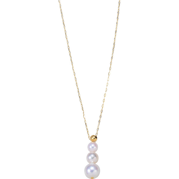 １８金　伊勢志摩あこや本真珠３珠ペンダント