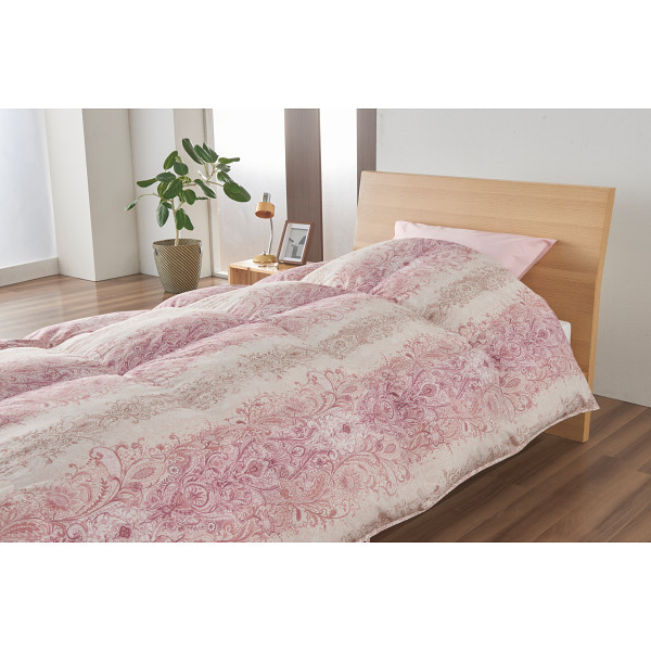 グレーグースダウン９０％羽毛ふとん  ピンク