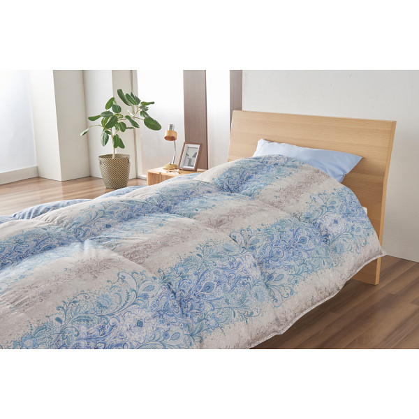 グレーグースダウン９０％羽毛ふとん  ブルー