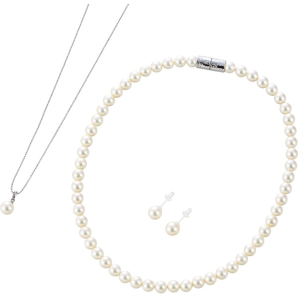 ジョルジュ・レッシュ　泉州の貝パール３点セット（ピアス）  ホワイト