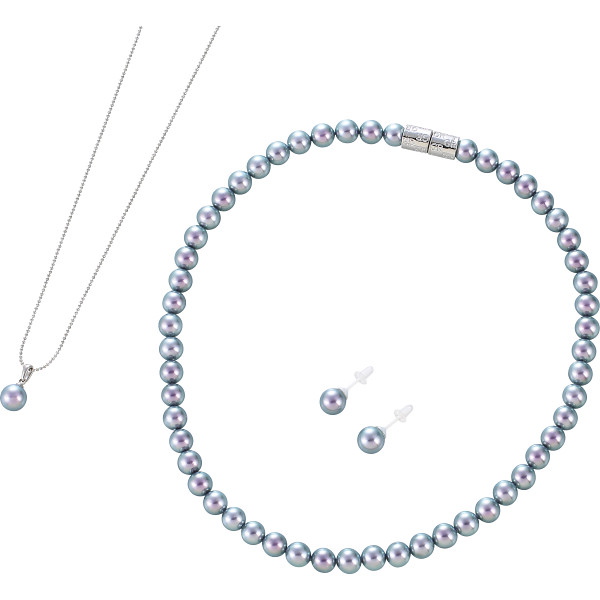 ジョルジュ・レッシュ　泉州の貝パール３点セット（ピアス）  グレー