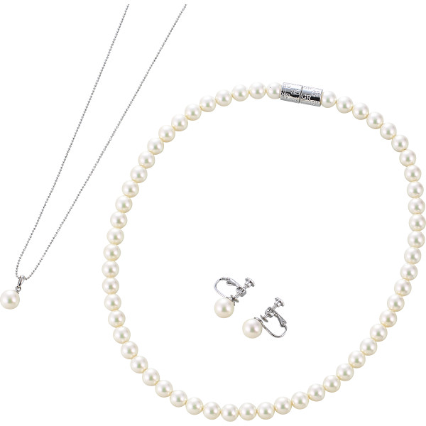 ジョルジュ・レッシュ　泉州の貝パール３点セット（イヤリング）  ホワイト