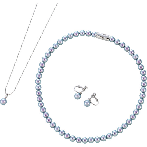 ジョルジュ・レッシュ　泉州の貝パール３点セット（イヤリング）  グレー