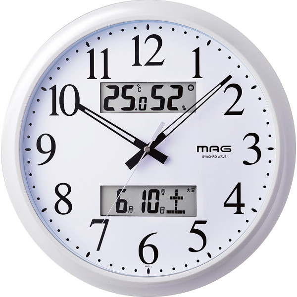 ＭＡＧ　温度・湿度・カレンダー表示付電波時計ダブルリンク