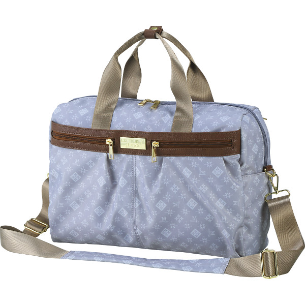 ミチコロンドンジーンズ　モノグラムボストン  ライトグレー