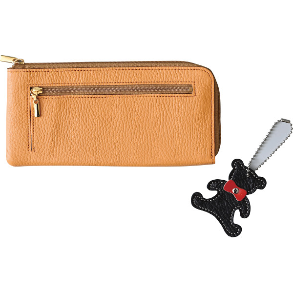 良品工房　日本製牛革ラウンド財布（ストラップ付）  キャメル