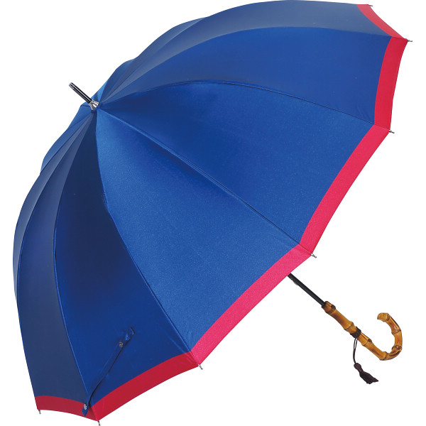 甲州織１２本骨晴雨兼用長傘  紺／赤