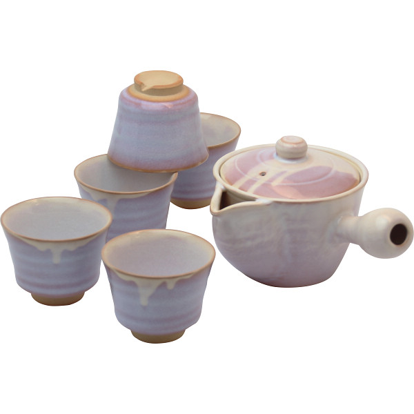 萩焼　萩むらさき　朝顔　茶器揃