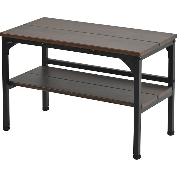 玄関ベンチ（棚付・木目調）  ブラウン