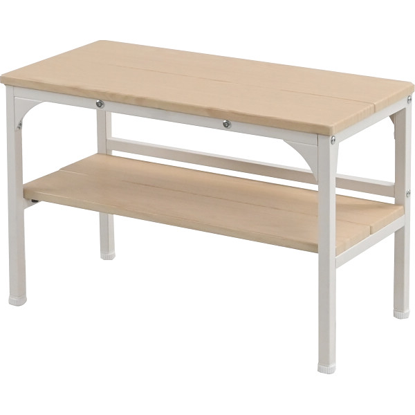 玄関ベンチ（棚付・木目調）  ナチュラル