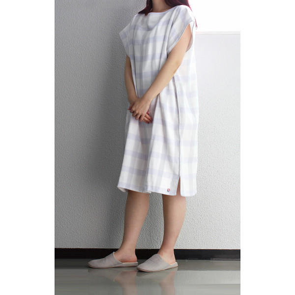 湯あがりタオルワンピース（今治製）  チェック　パープル