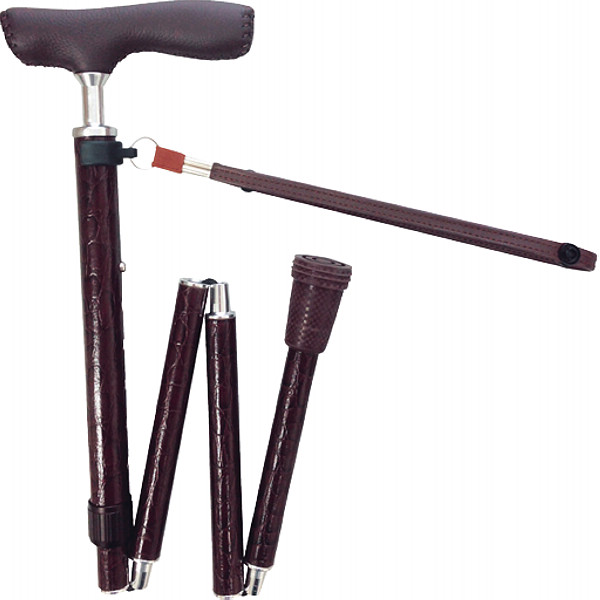 折りたたみジョイントＤＸステッキ  レザー　ベルギーチョコ