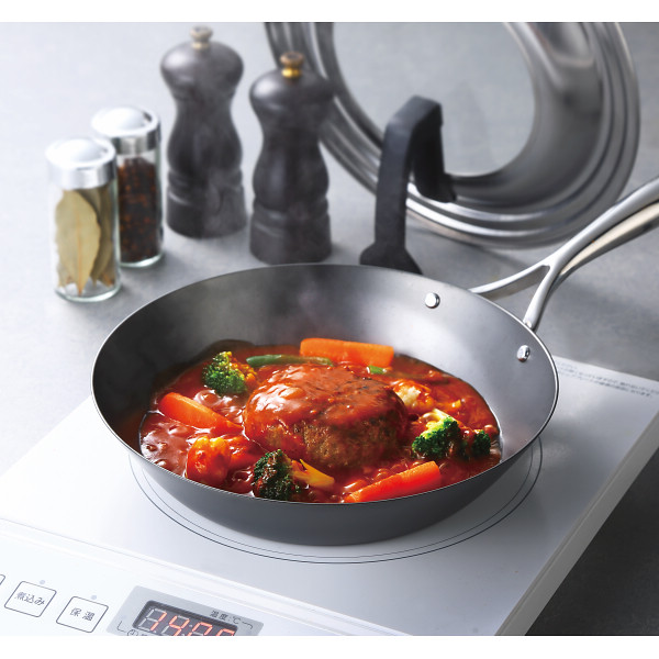 窒化加工　鉄フライパン（２４ｃｍ）フタ付