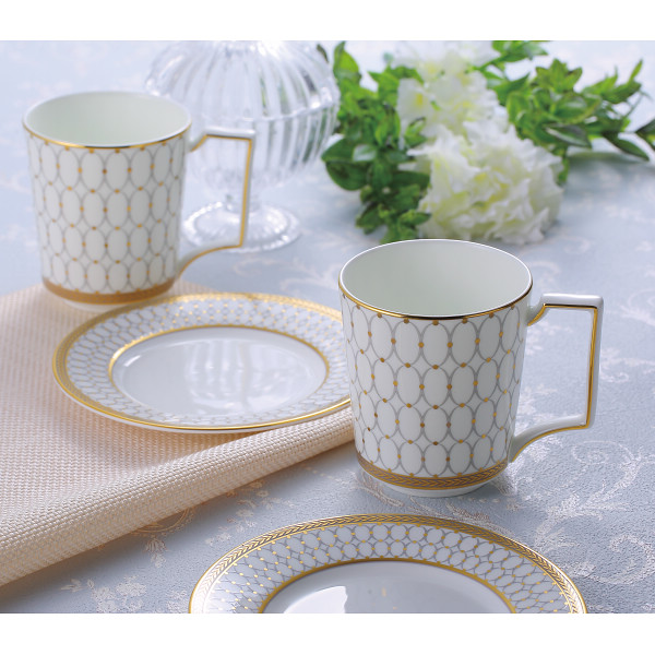 ウェッジウッド　ルネッサンス　グレイ　マグ＆プレート　ペア