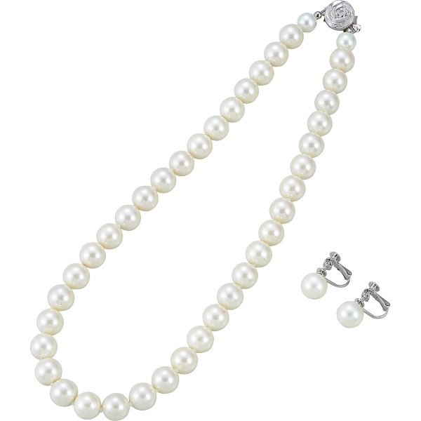 ルーシールーシー　南洋真珠風貝パールセット  ホワイト