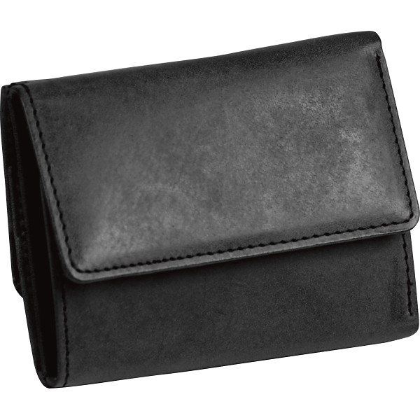 日本製ブライドルレザー　三つ折り財布  ブラック