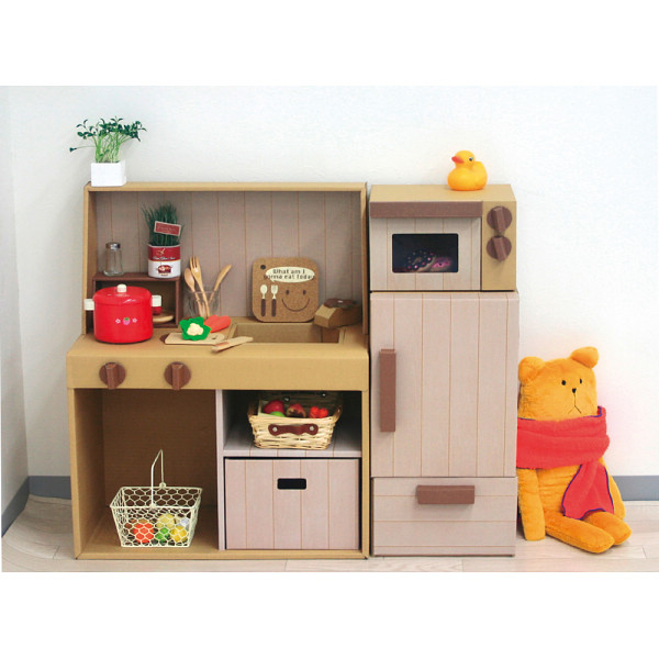 おままごと　ダンボール冷蔵庫＆レンジ＆キッチン