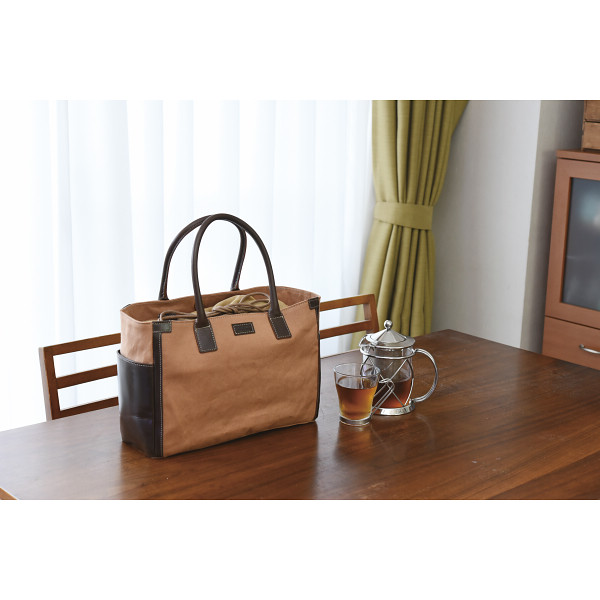 日本製　柿渋染め巾着トートバッグ