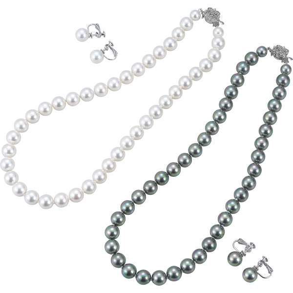 カンサイセレクション　花珠貝パールネックレス・イヤリング２色セット