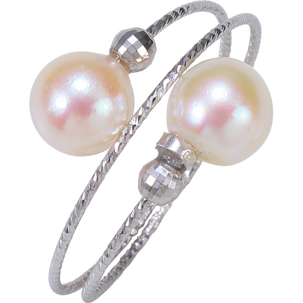 １８金　伊勢志摩あこや本真珠２珠リング