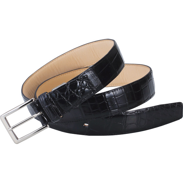 クロコダイル真鍮ベルト  ブラック