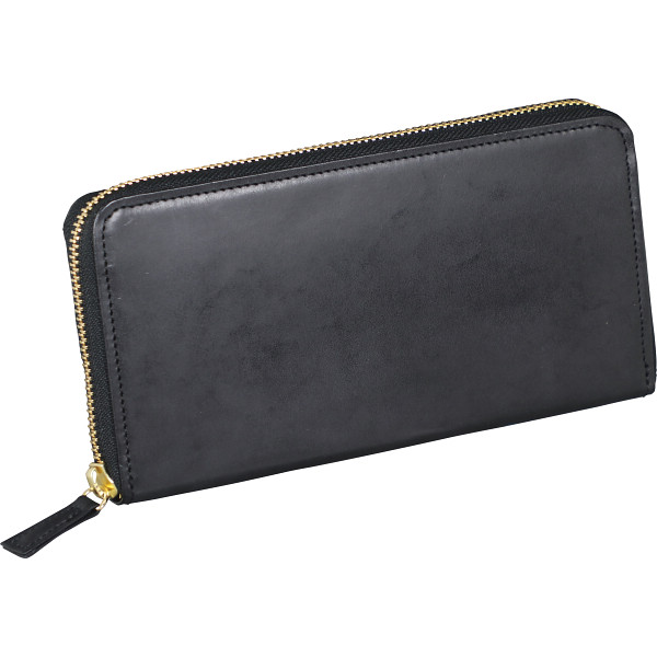 日本製ブライドルレザー　ラウンド長財布  ブラック