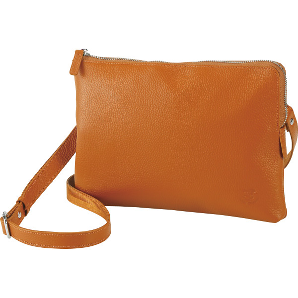 サニータンナリー　シュリンクエンボスレザークラッチショルダー  キャラメル