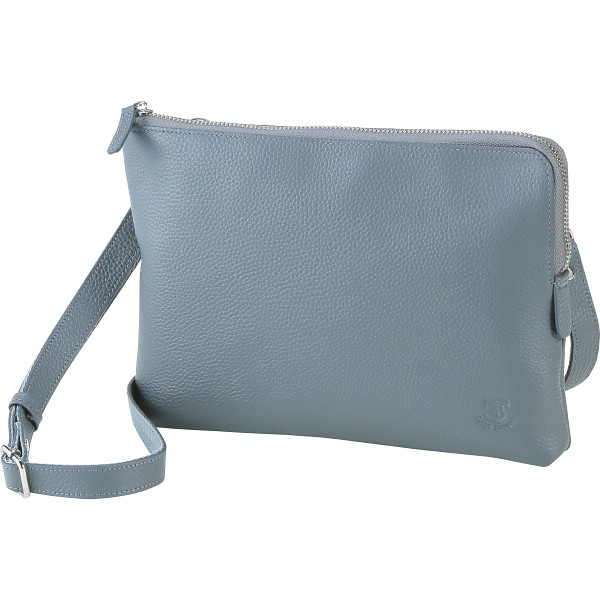 サニータンナリー　シュリンクエンボスレザークラッチショルダー  グレー