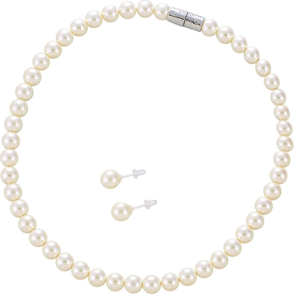 ジョルジュ・レッシュ　泉州の貝パールネックレス・ピアスセット  ホワイト