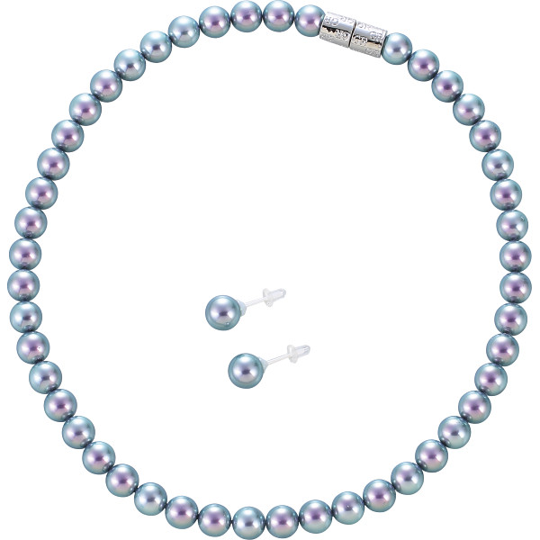 ジョルジュ・レッシュ　泉州の貝パールネックレス・ピアスセット  グレー