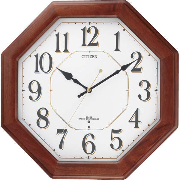 シチズン　木枠電波掛時計　