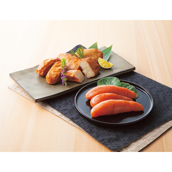 鳴海屋辛子明太子（切子）＆小田口屋薩摩揚げ