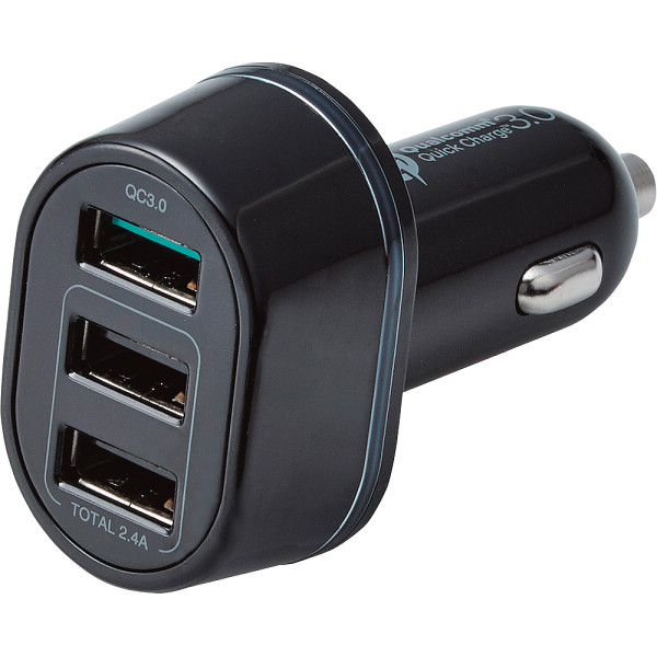 エレコム　カーチャージャー　シガーソケット　３０Ｗ　ＵＳＢ－Ａ×３ ブラック