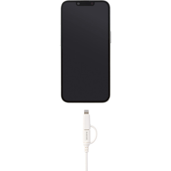 エレコム　２ｉｎ１ケーブル　ＵＳＢ－Ｃ＋Ｌｉｇｈｔｎｉｎｇ　１ｍ ホワイト