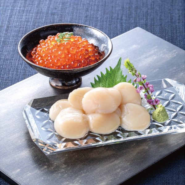 いくら醤油漬けと刺身用ほたて貝柱