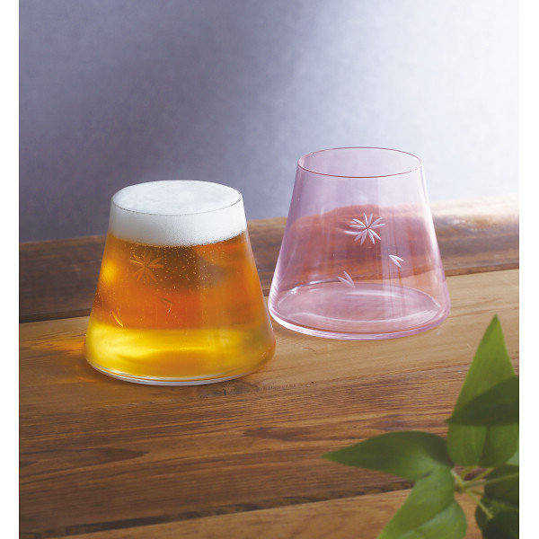 田島窯　江戸硝子　富士山　宝永グラス（木箱入）　B