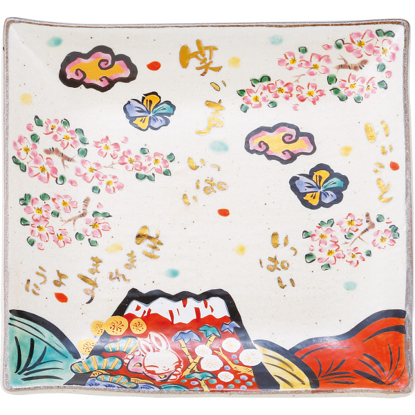 夕立窯　富士日記　角大皿